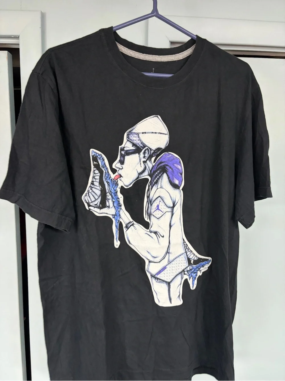 Jordan athletic brand Retro 11 Icy Bottom Art of Mondo sneakers shirt size XL